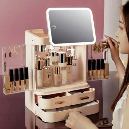 LED Makeup Organizer with Mirror