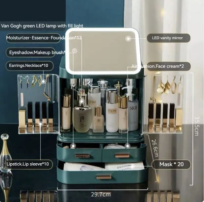 LED Makeup Organizer with Mirror