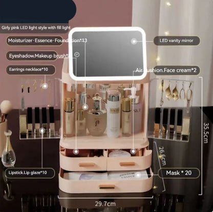 LED Makeup Organizer with Mirror